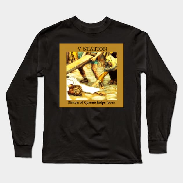 Stations of the Cross -  Via Crucis #5 of 15 Long Sleeve T-Shirt by hispanicworld